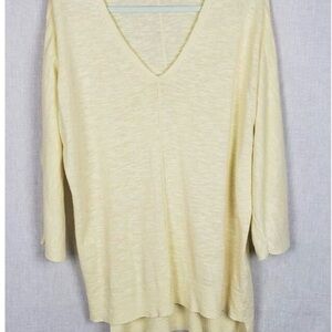 Eileen Fisher lightweight Sweater L Organic Linen‎ Cotton Pale Butter Yellow